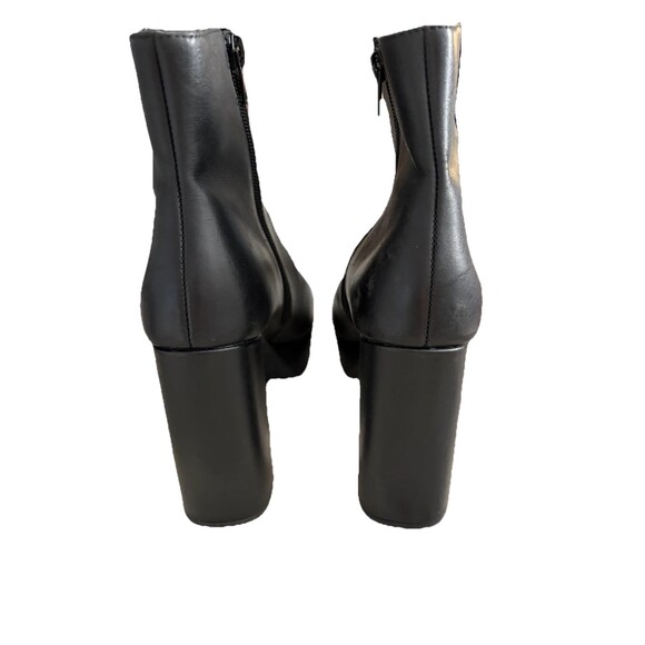 Steve Madden Leather Platform Boots 7.5 Black Chunky Heel Zip Up Ankle “Grate” - Picture 4 of 6
